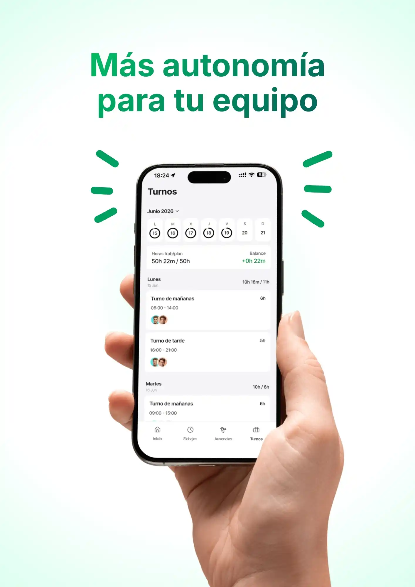 Captura: empleado consultando sus turnos en la app móvil