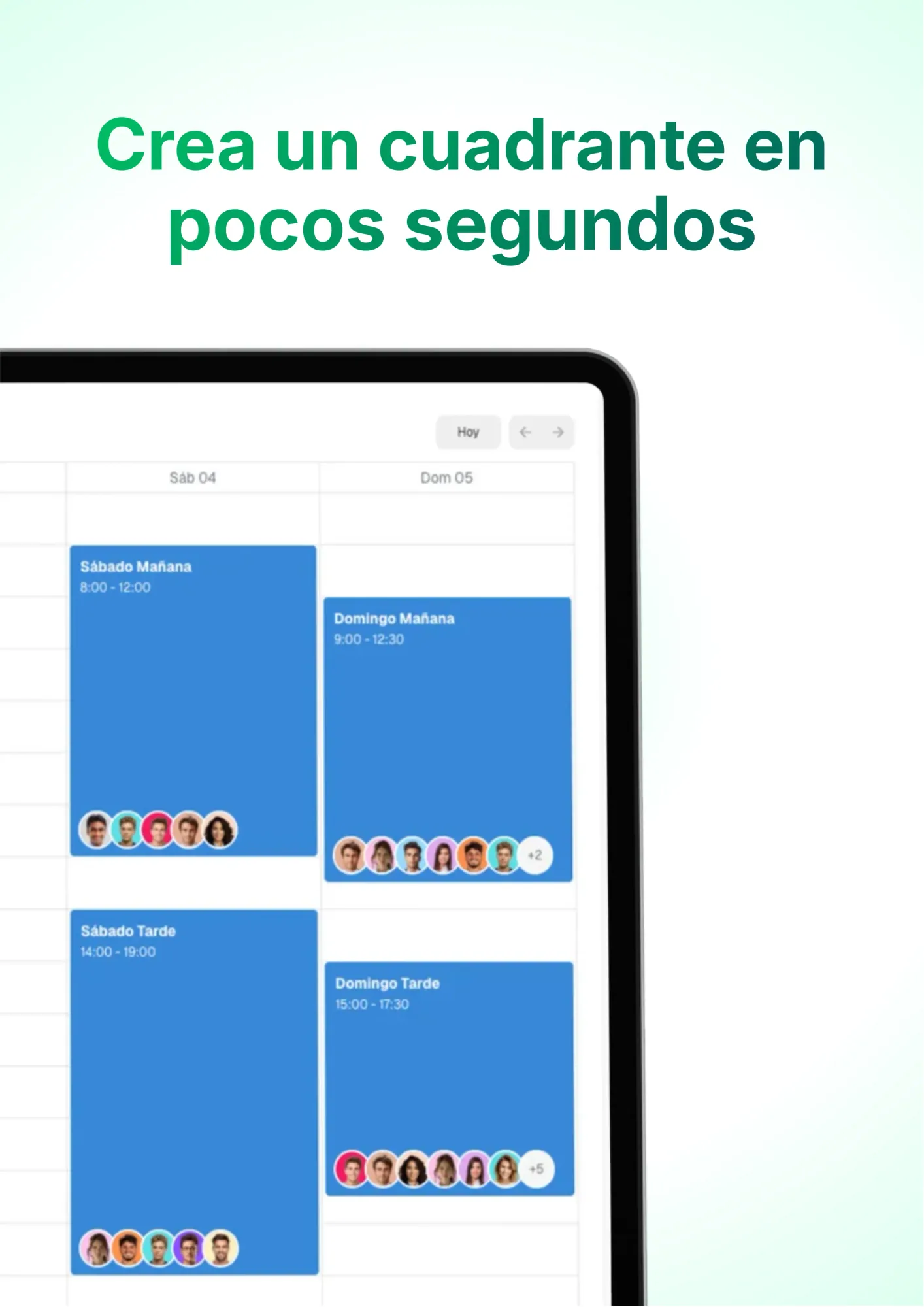 Captura: planificador de turnos con arrastrar y soltar