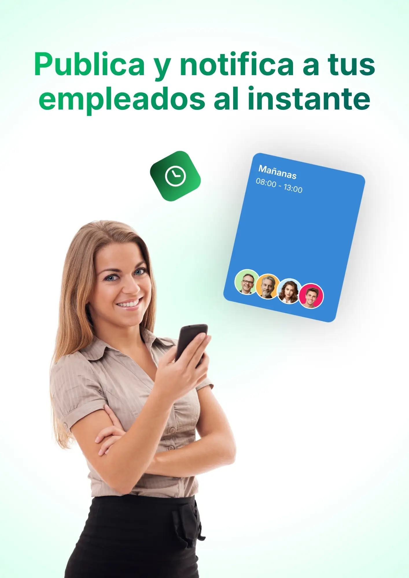 Captura: turnos publicados y notificación al empleado